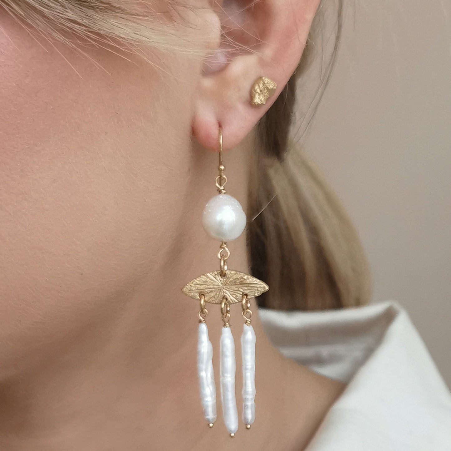 PEARLS & EYE Øredobber Gullbelagt