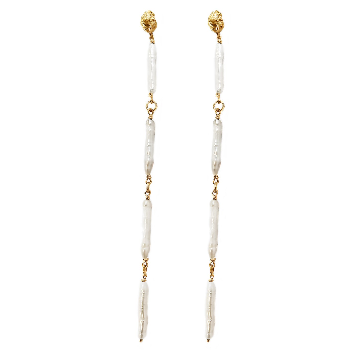 LONG PEARL EARRINGS GOLD