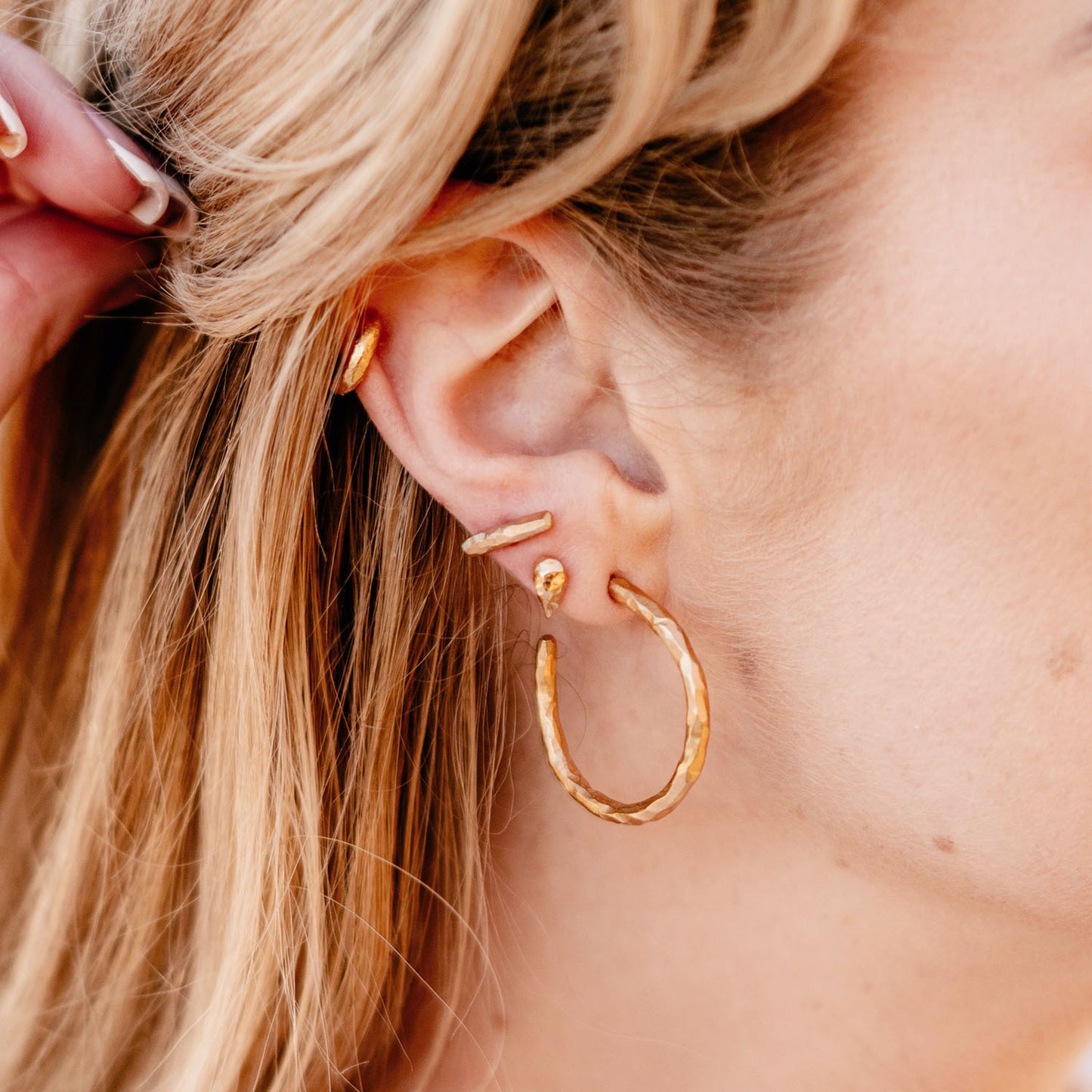 FLOW Øreringer Gullbelagt L