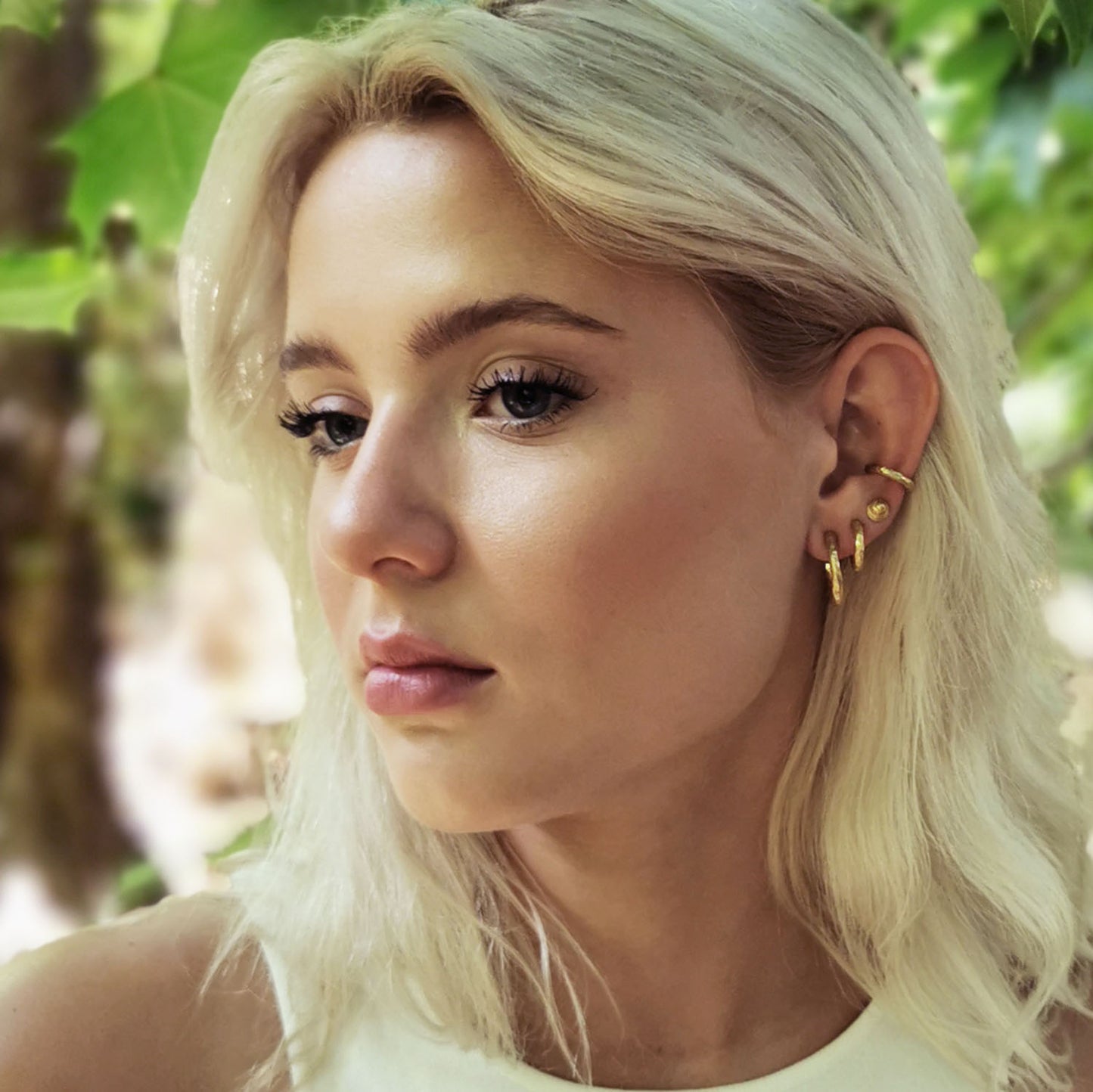 FLOW Øreringer Gullbelagt S