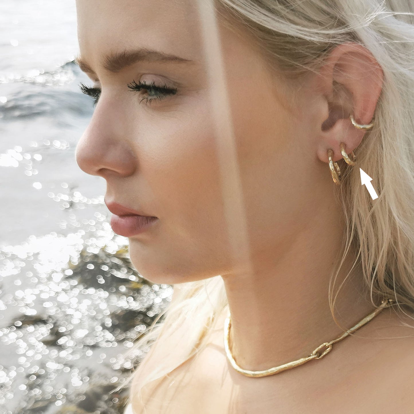 FLOW Øreringer Gullbelagt S