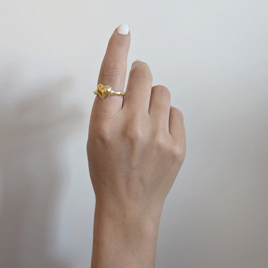 HEART Ring Gullbelagt Large