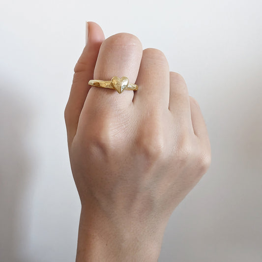 HEART Ring Gullbelagt Small