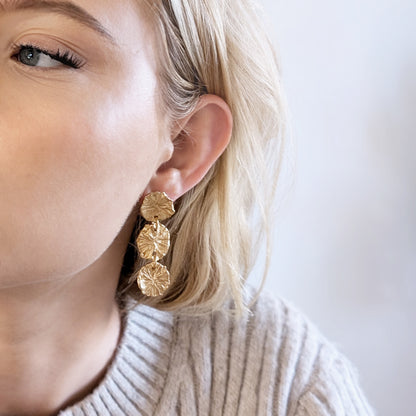 CORAL DANGLE EARRINGS GOLD