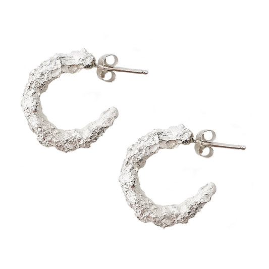 NATURE'S TREASURES MEDIUM SILVER HOOPS